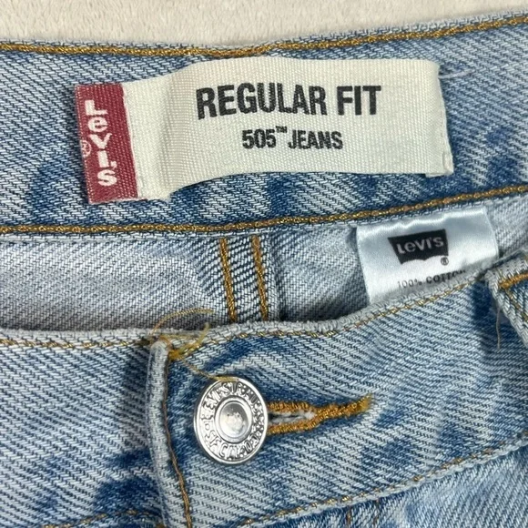 Levi’s 505 Regular Fit Light Wash 38W 34L Vintage Retro Jeans Washed